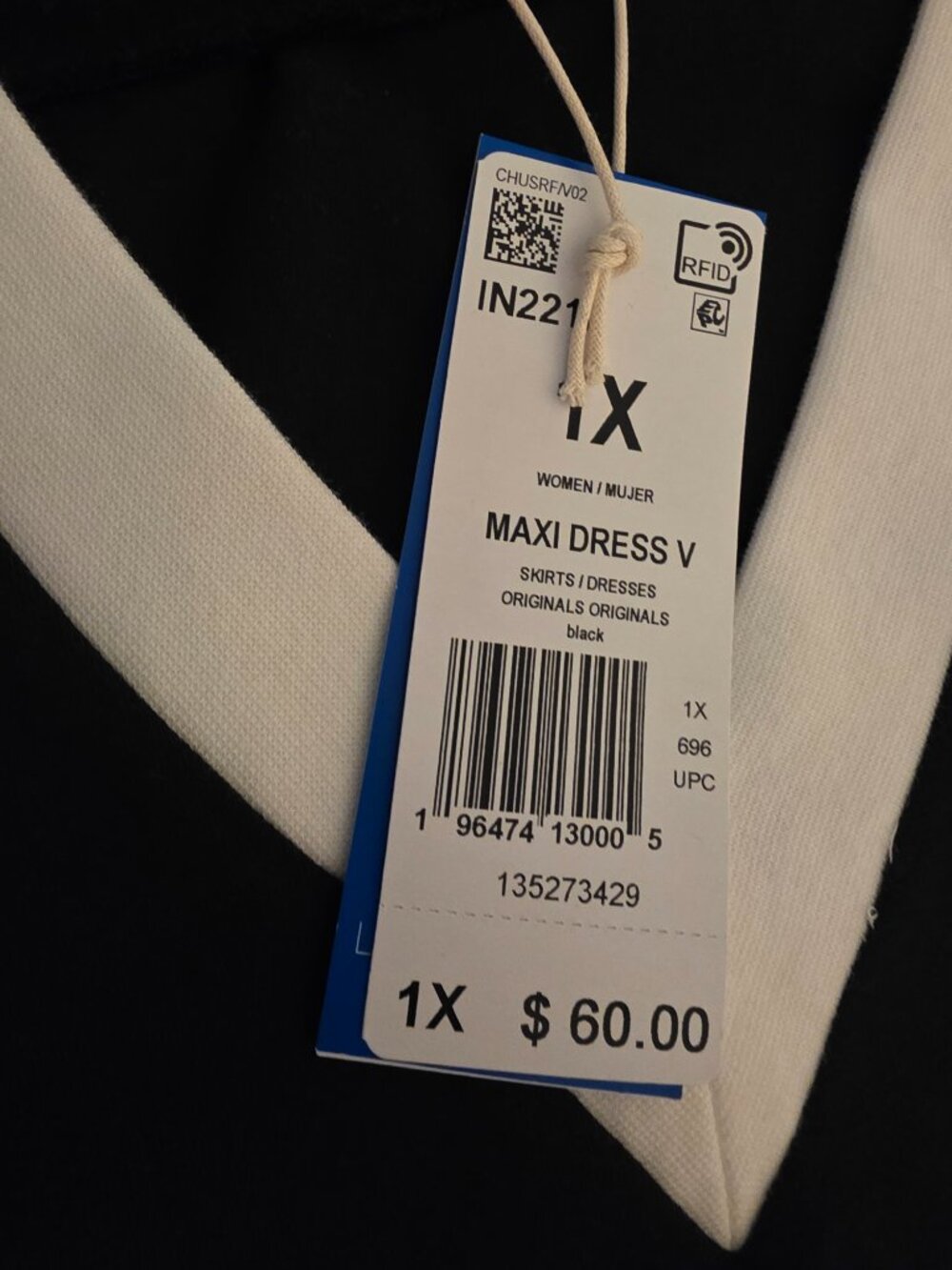 Adidas Adicolor Classics 3-Stripes Maxi Dress NWT Black 1X - Picture 11 of 16